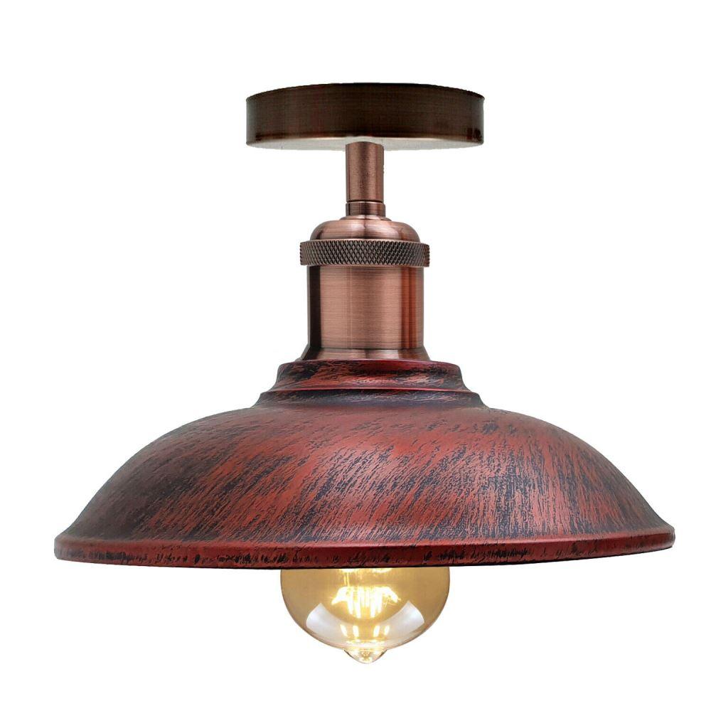 Vintage Semi Flush Ceiling Light Industrial Metal Bowl Fitting E27~1833-11