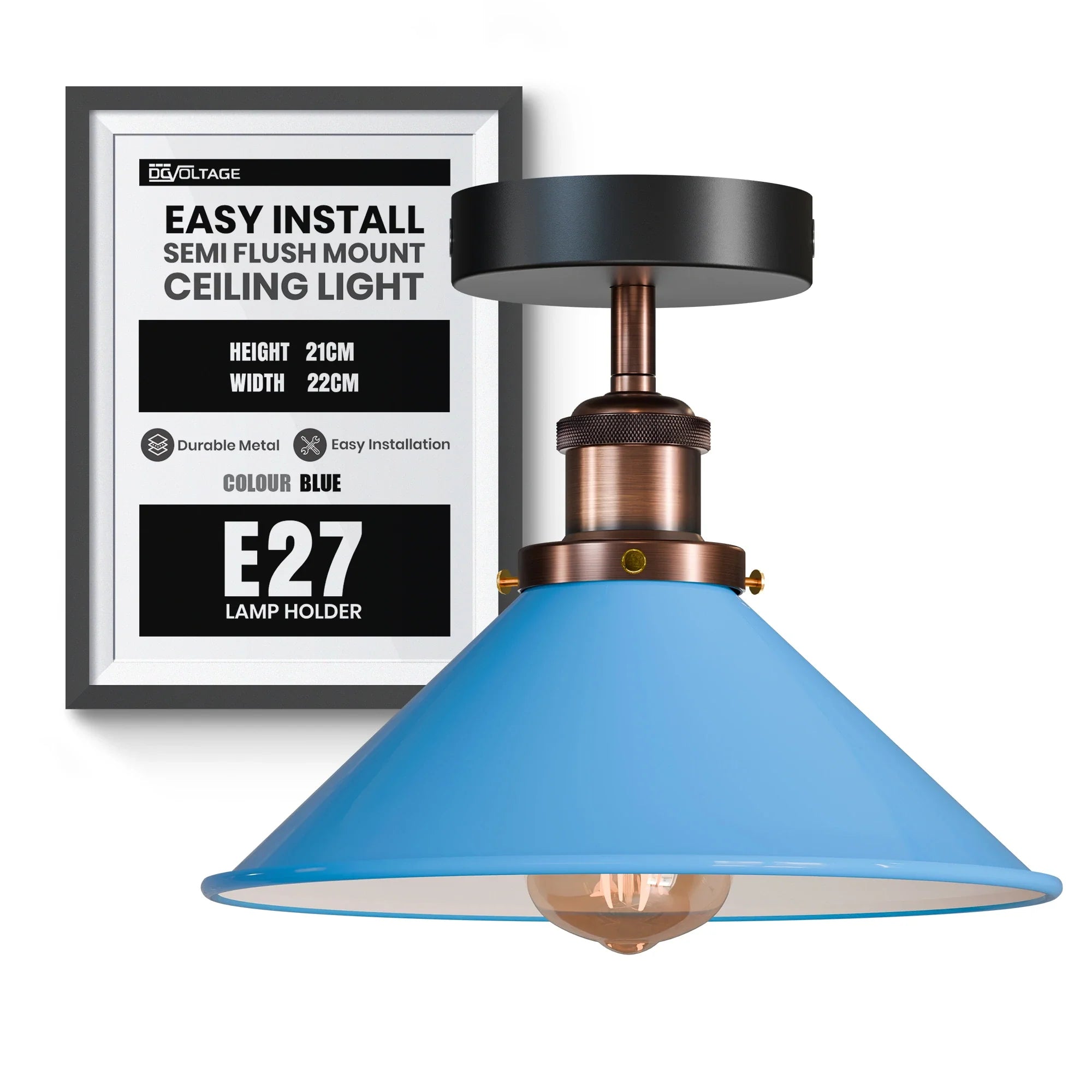 E27 Ceiling Light Fixtures Semi Flush Mount  ~5950-12