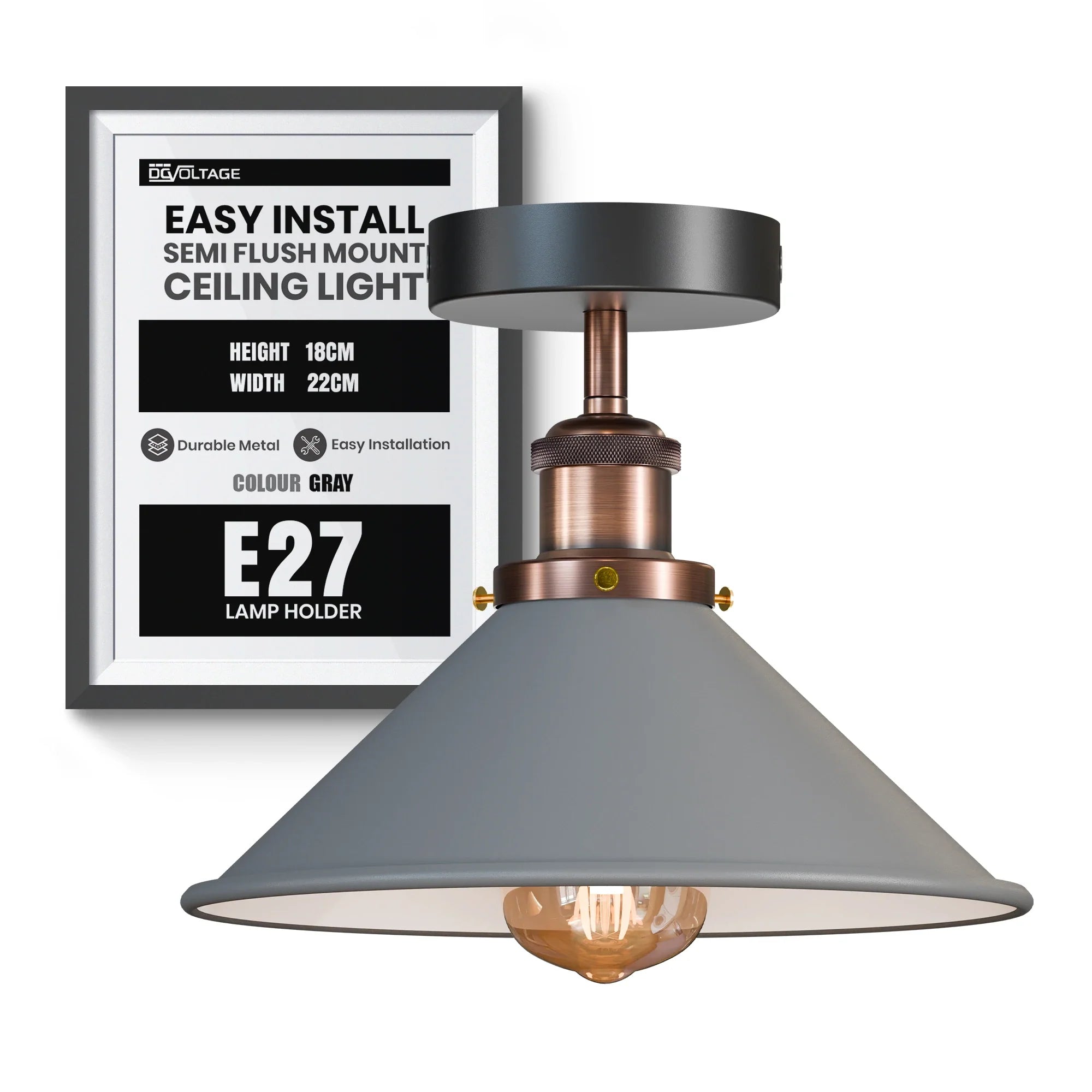 E27 Ceiling Light Fixtures Semi Flush Mount  ~5950-13