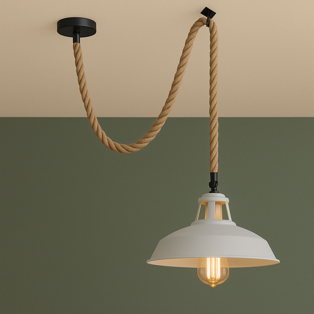 Hemp Rope Metal Hooked Pendant Light ~5045-3