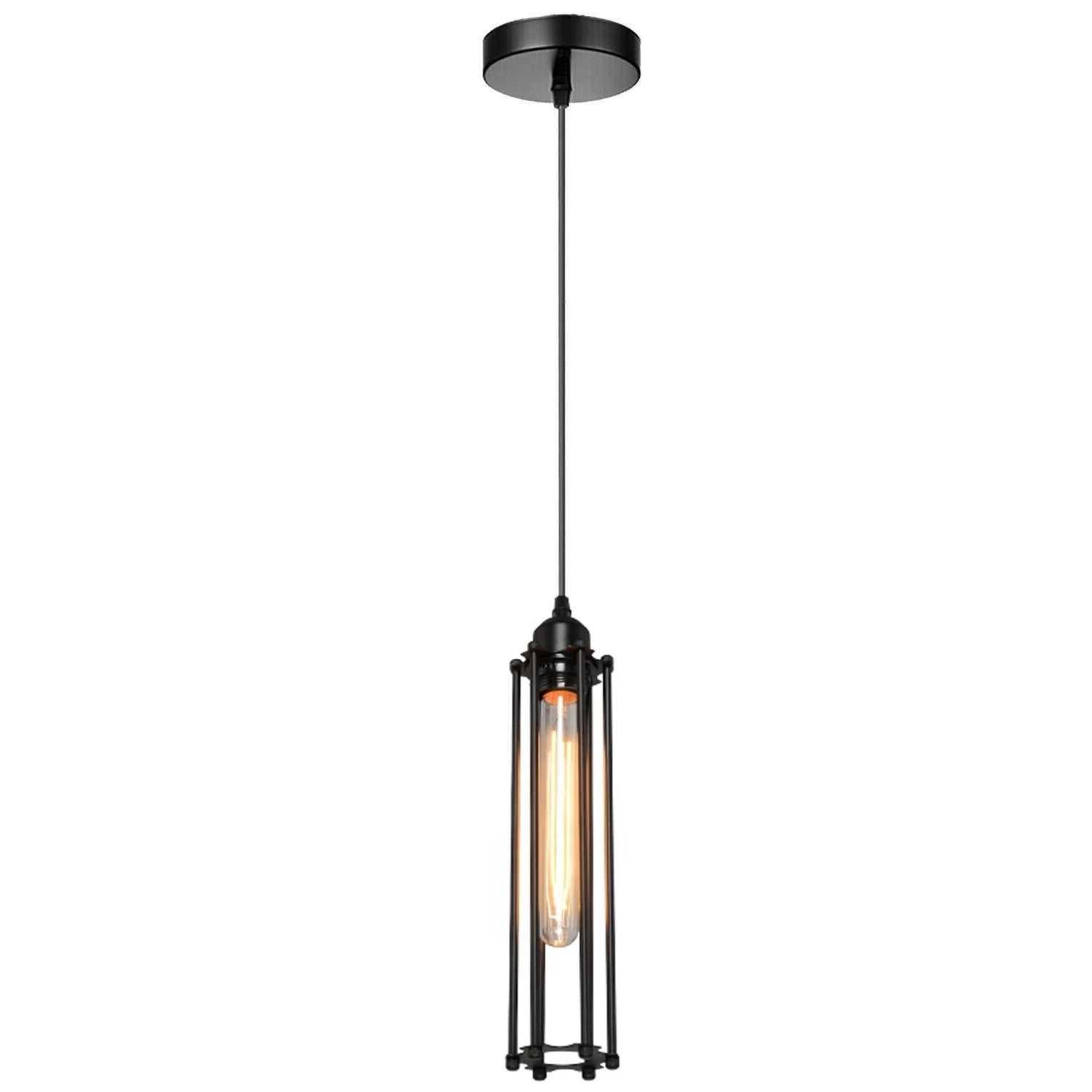 Retro Industrial Metal Wire Cage Black Pendant Light | Ceiling Hanging Lamp ~1494