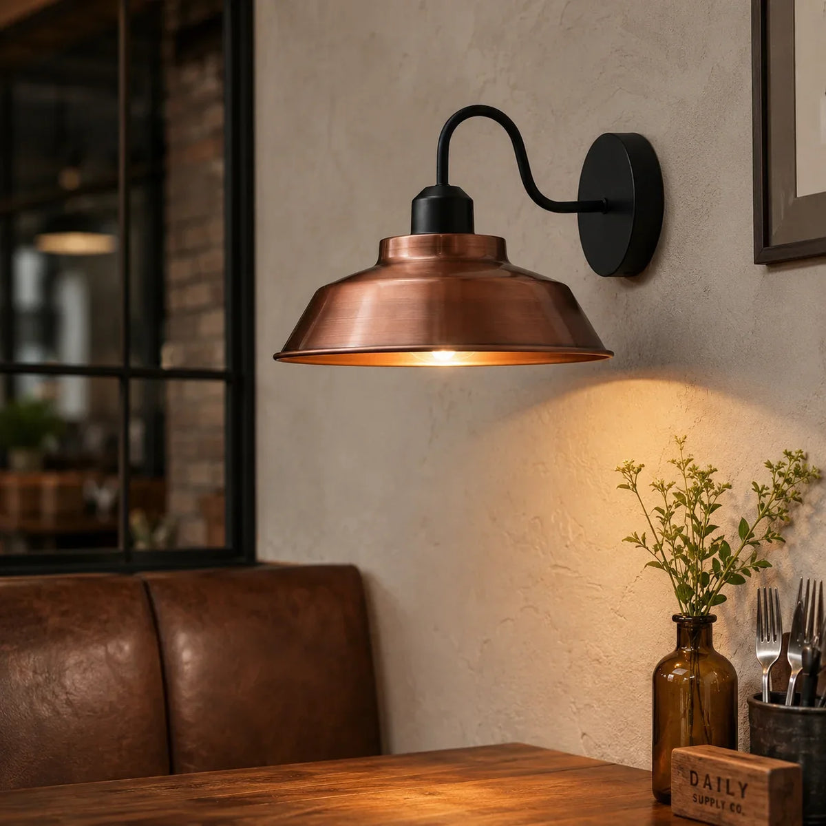 Industrial Gooseneck Indoor Wall Sconce Light ~1186-3