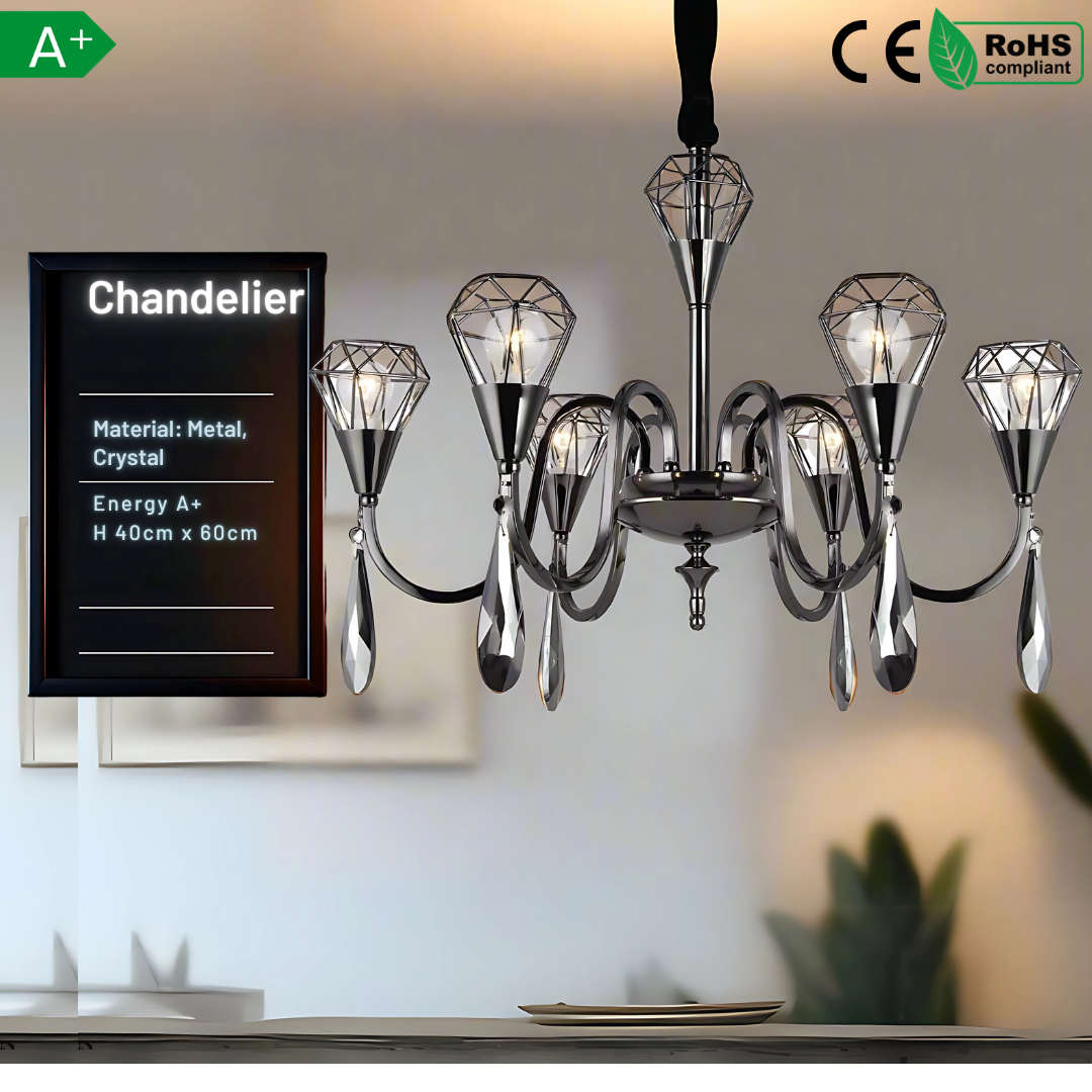 Raindrop 6-Lamp Antique Chandelier | Ceiling Pendant~4621-0