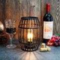 8"H Cordless Metal Wine Barrel Lamp(Black Brushed Gold)-0