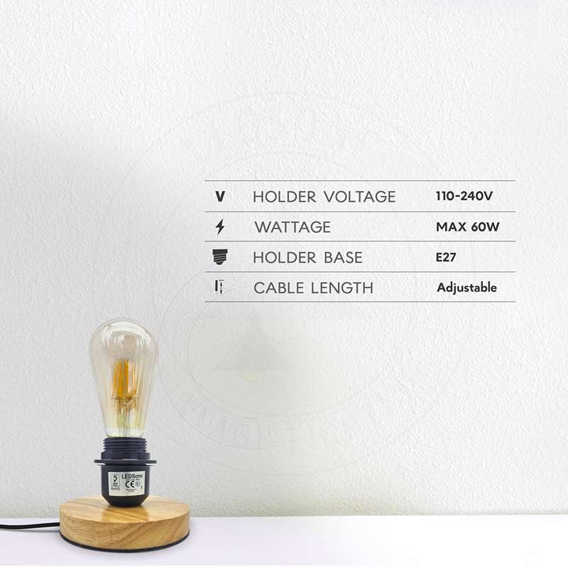 Industrial Plug In Table Lamp Black E27 Holder Night Light~5490-3