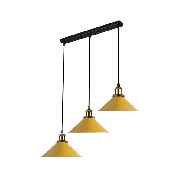 Retro 3-Way Rectangle Base Multi-Pendant Light Industrial Wide Shade~5306-8