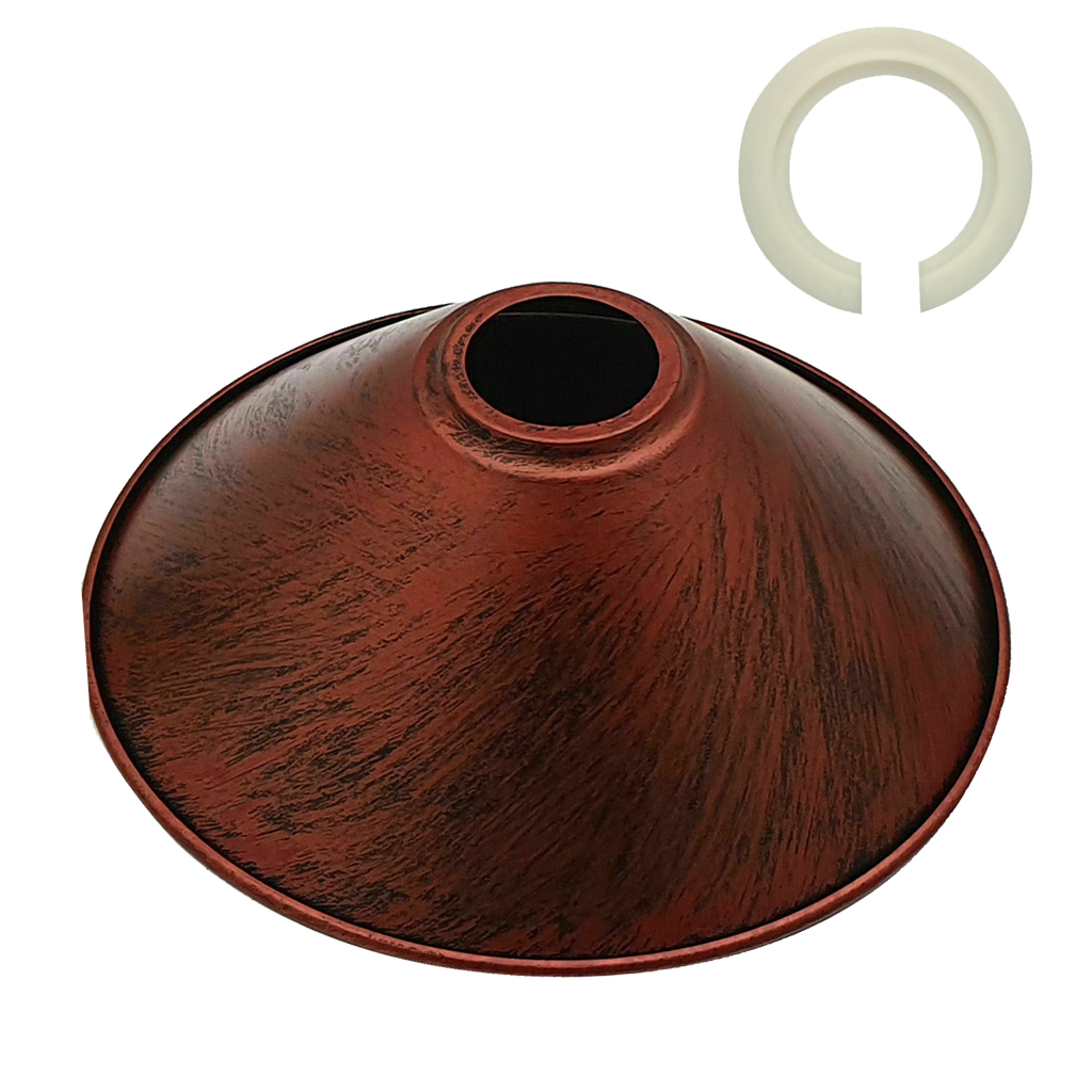 Modern Rustic Red Colour Metal Easy Fit Cone Shape Lampshade~1095-3