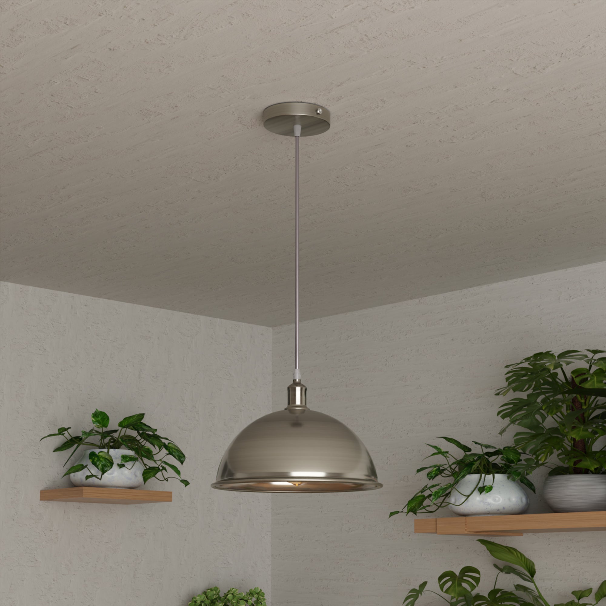 Vintage Industrial Metal Dome Pendant Light E27 Cord Fitting ~ 6030