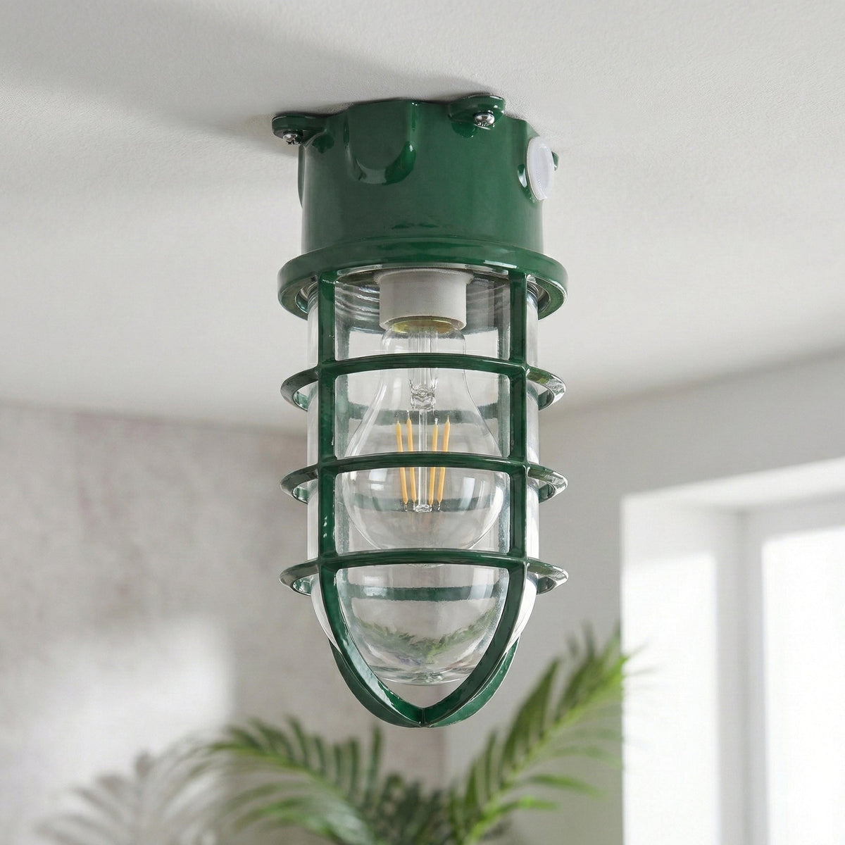 Nautical Bulkhead Flush Mount Ceiling Light Wire Cage E27 ~6546-6