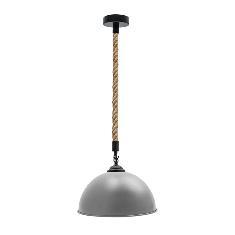 Vintage Metal Dome Hemp Pendant Light – Industrial E27 Ceiling Lamp~5043-7