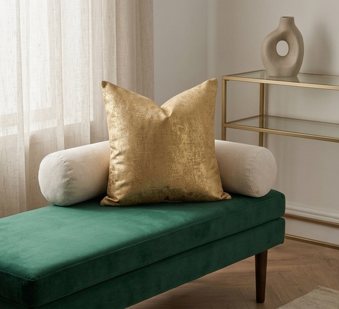 Luxury Gold Metallic Textured Velvet Cushion Cover-3