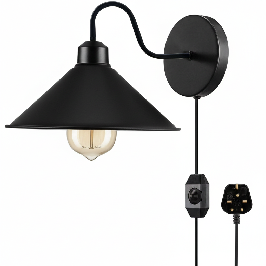 E27 Plugin Wall Light With Dimmer ~6442-7