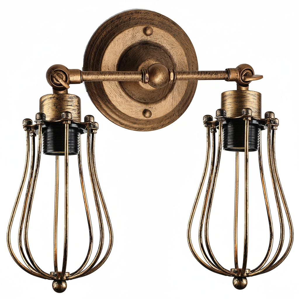 Industrial Wall Light Metal Wire cage E27 Wall Sconce Fitting ~6016-6