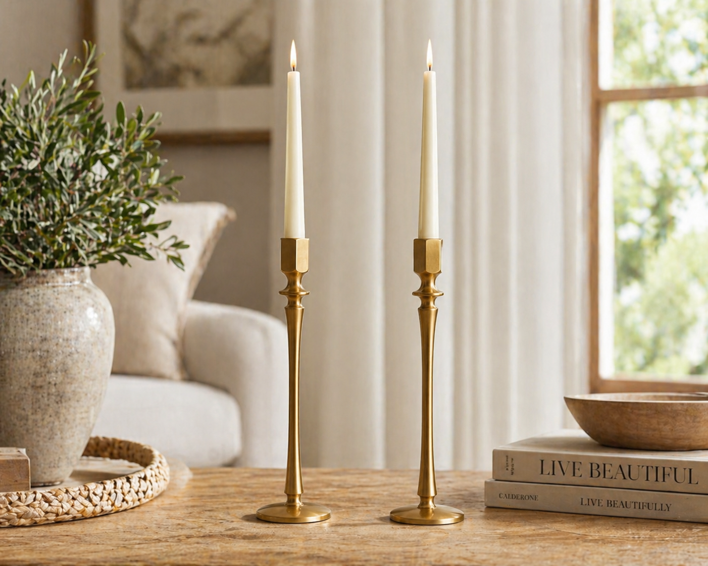 Jenna Brass Candle Holders Set-0