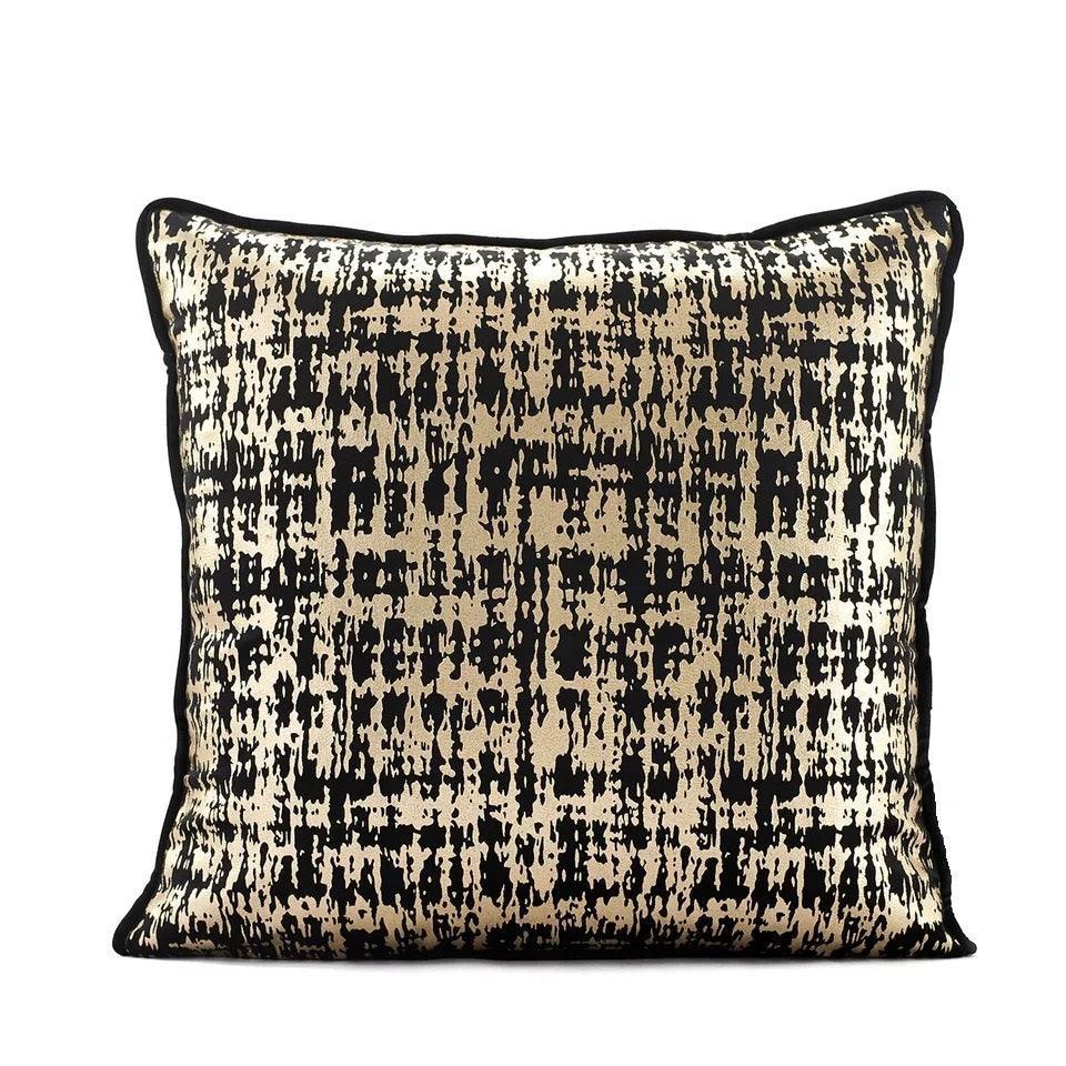Gold Abstract Velvet Cushion Cover (18x18" - 45x45 cm)-2