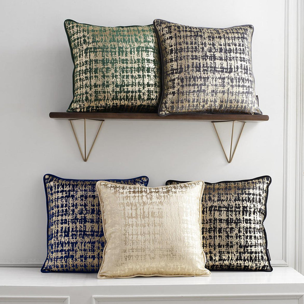 Gold Abstract Velvet Cushion Cover (18x18" - 45x45 cm)-0