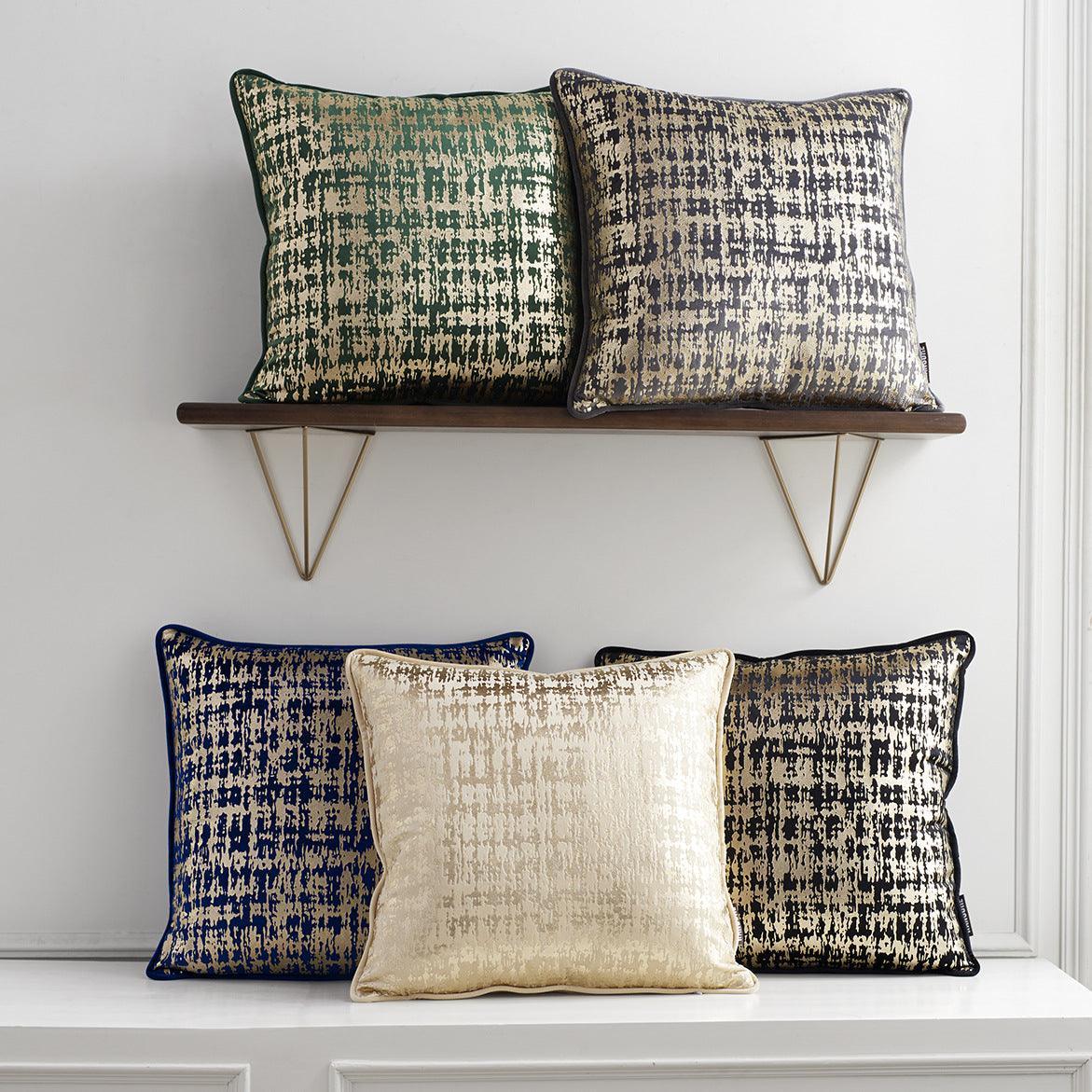 Gold Abstract Velvet Cushion Cover (18x18" - 45x45 cm)-0