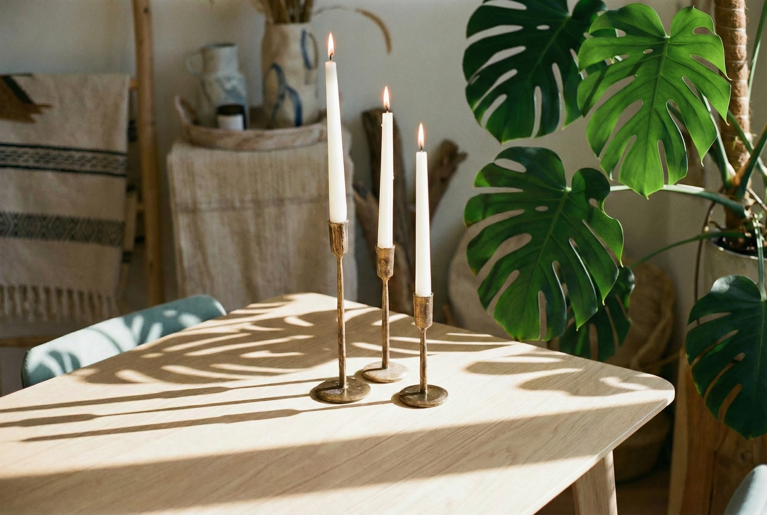 Margo Gold Candle Holder Set – Rustic Iron Candlesticks, Set of 3-1