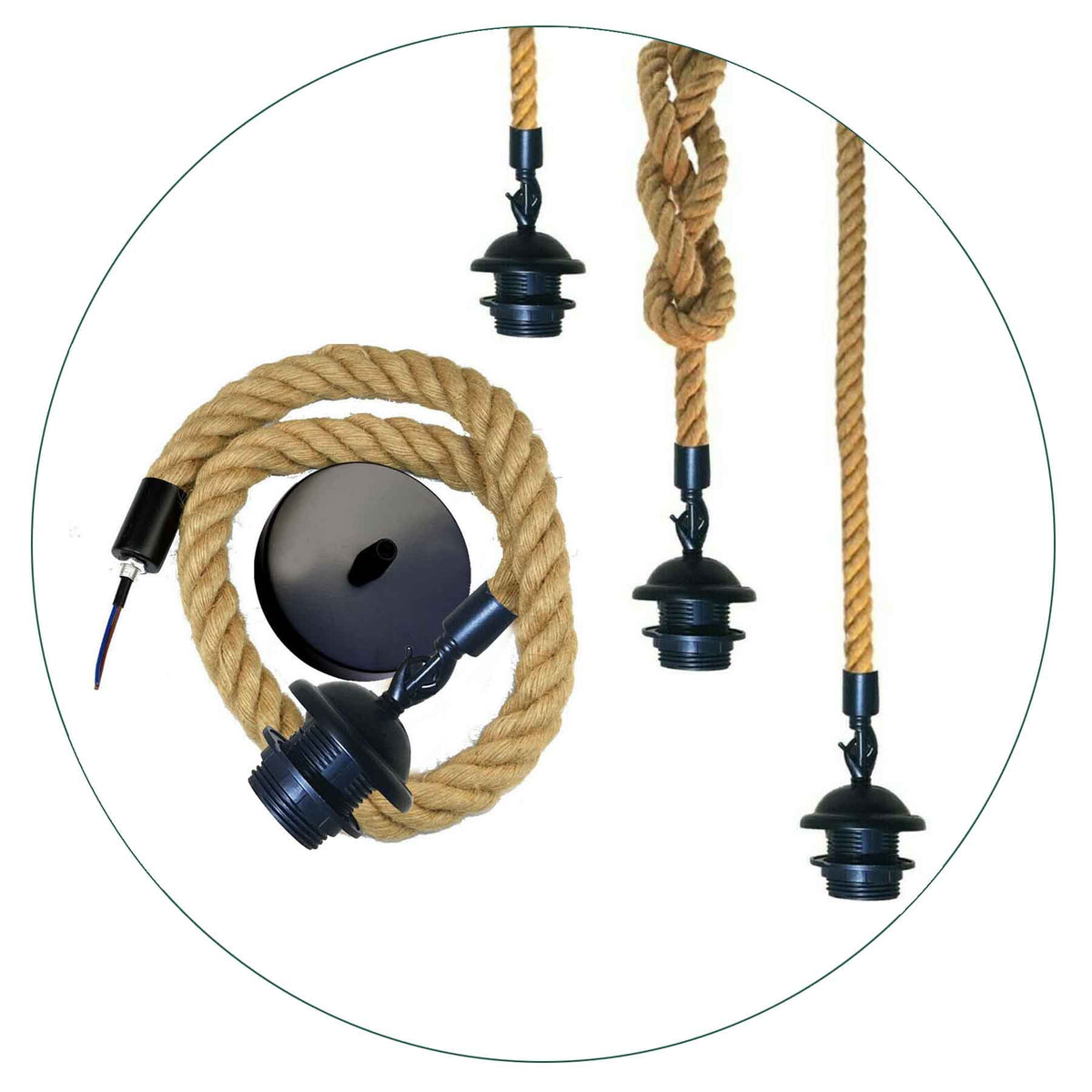 Retro Hemp Rope Pendant E27 Holder Ceiling Light Decor~1358-4