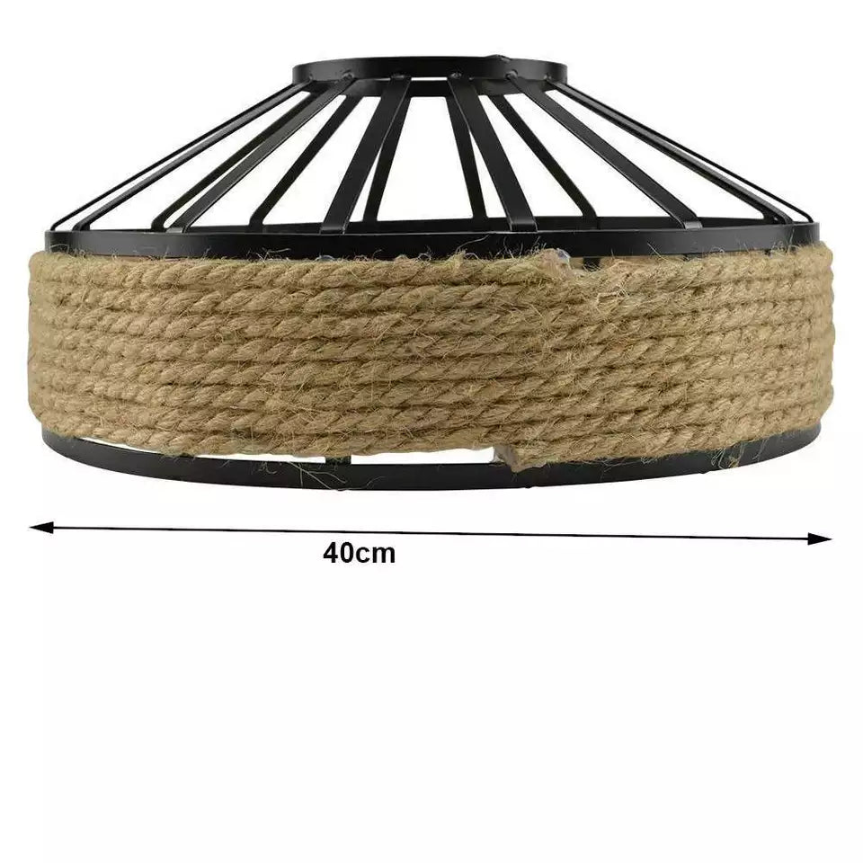 Rattan Style Boho Hemp Lampshade E27 Eco-friendly Lighting~5941-4
