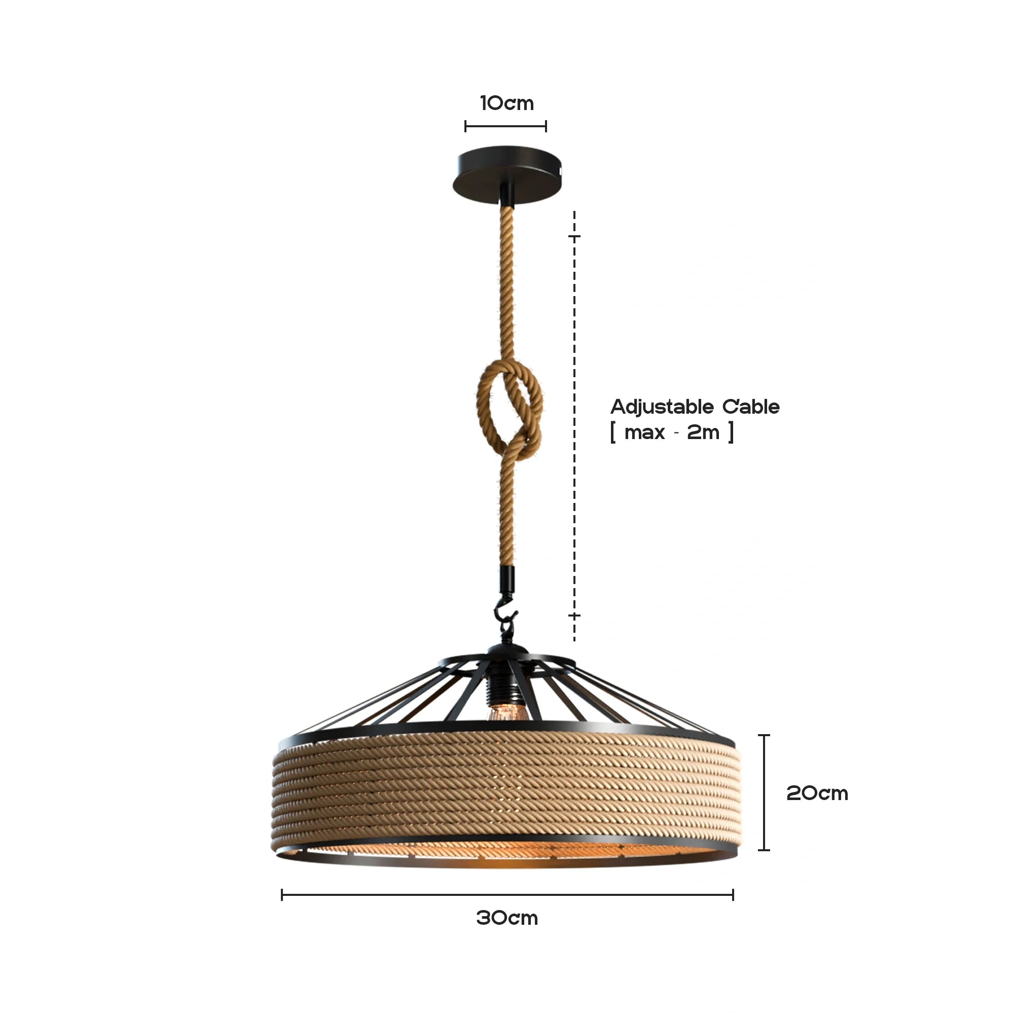 Industrial Hemp Rope Pendant Ceiling Light with FREE BULB~5082