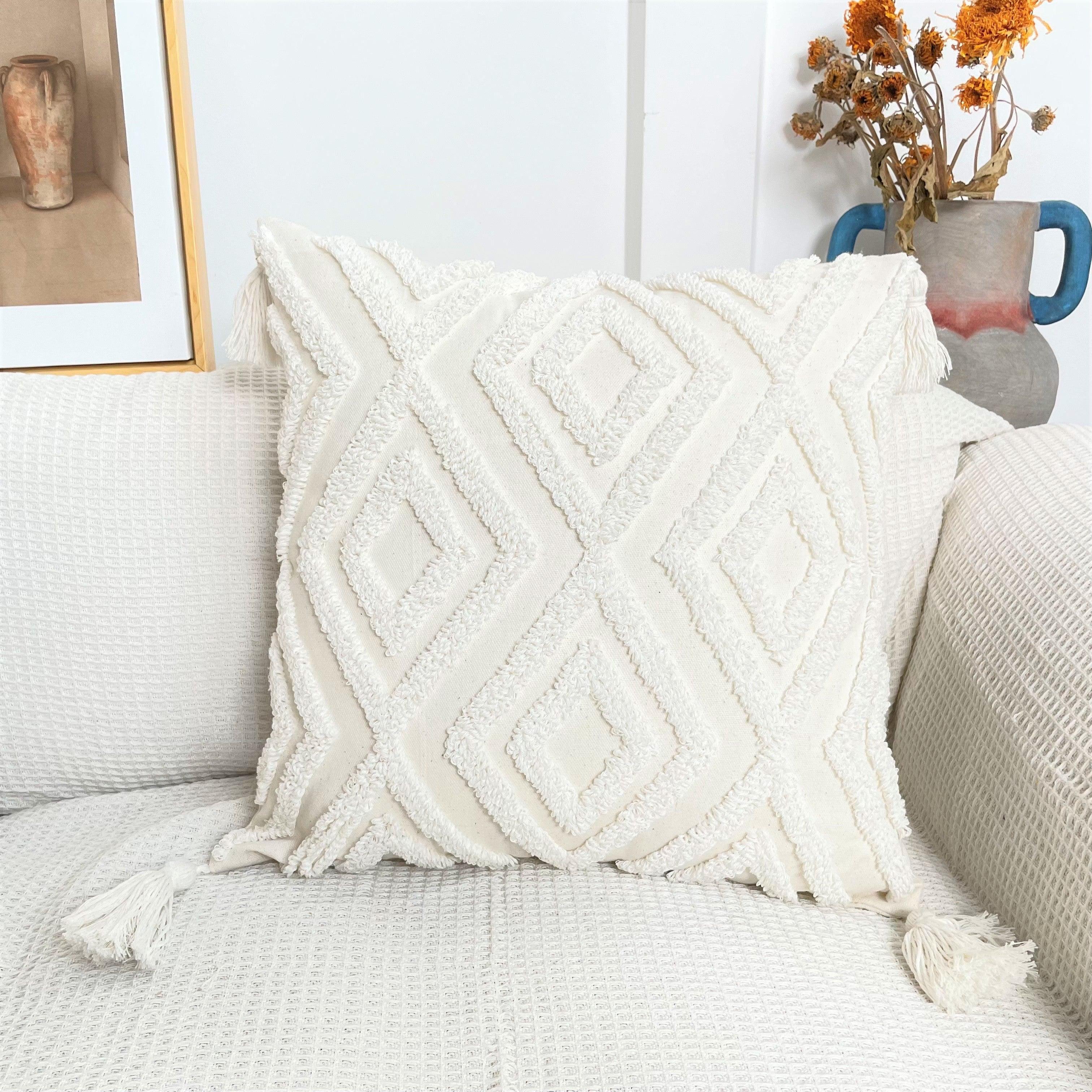 Boho Cotton Cushion Cover with Tassels | Tufted Design 9 & 10-1