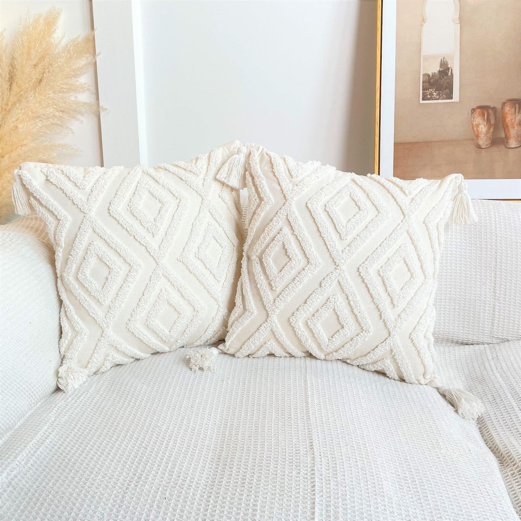 Boho Cotton Cushion Cover with Tassels | Tufted Design 9 & 10-3