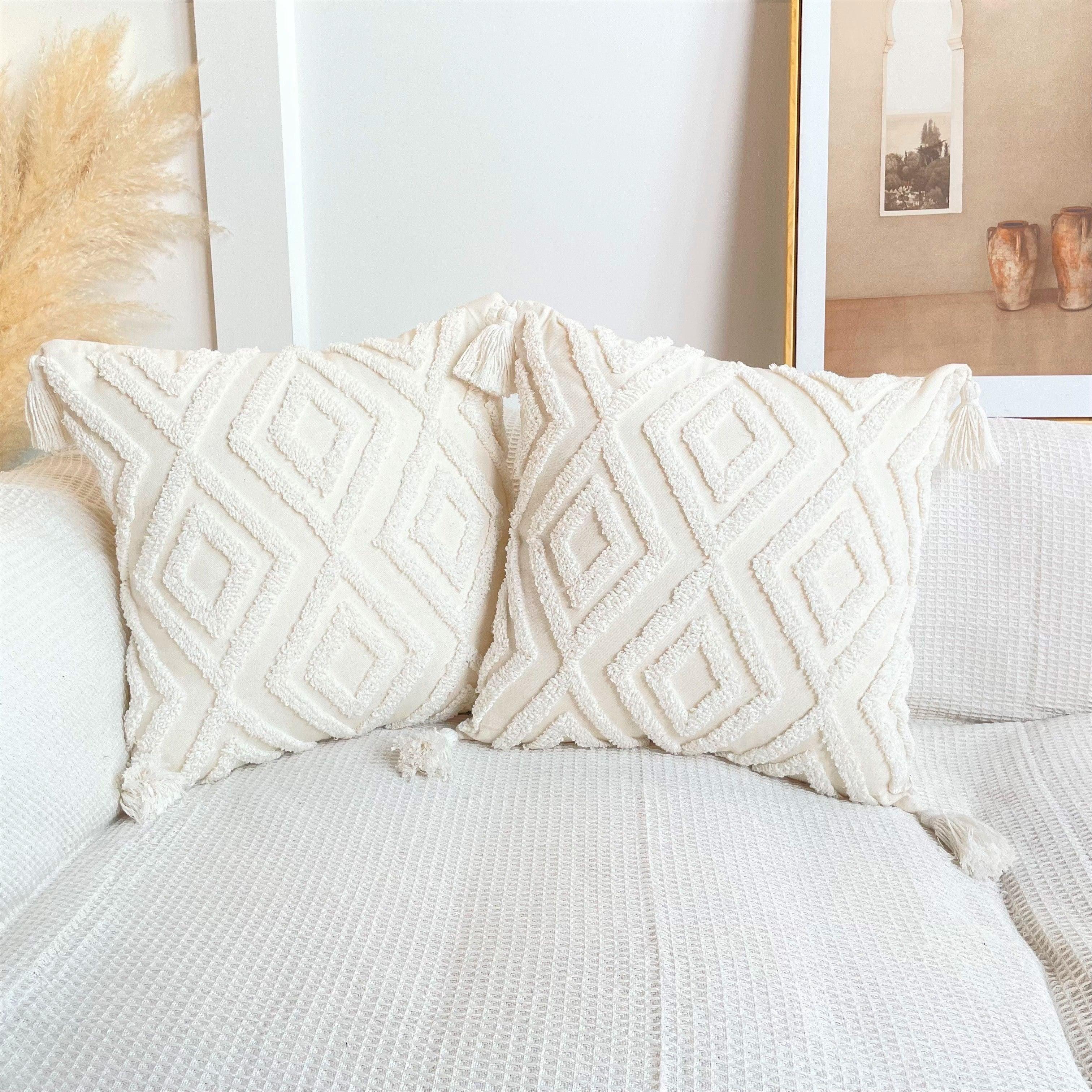 Boho Cotton Cushion Cover with Tassels | Tufted Design 9 & 10-3