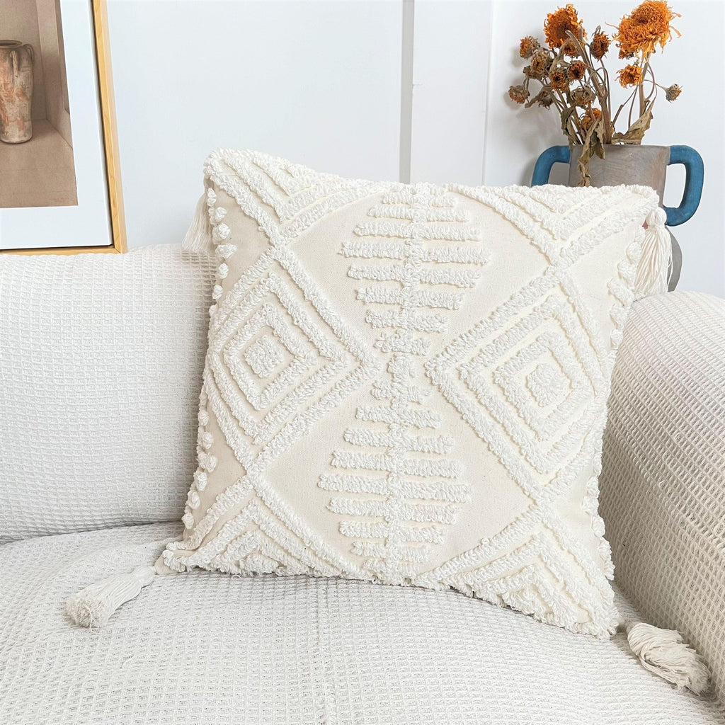 Boho Cotton Cushion Cover with Tassels | Tufted Design 9 & 10-0
