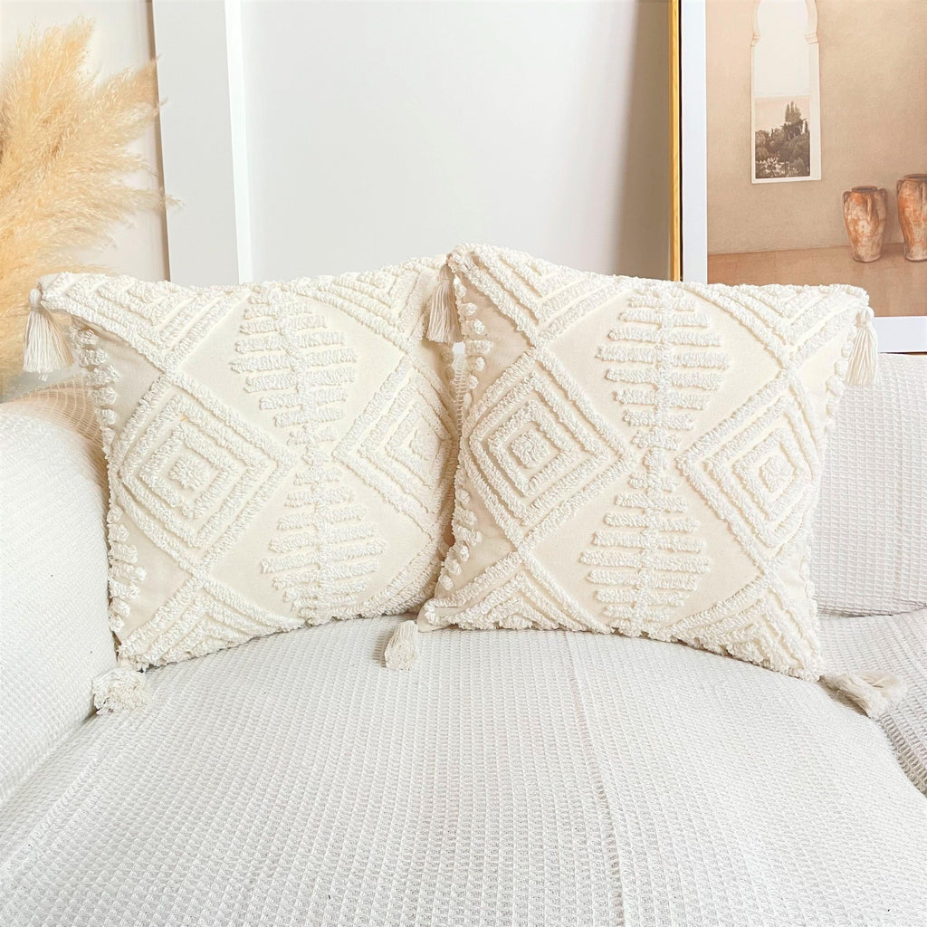 Boho Cotton Cushion Cover with Tassels | Tufted Design 9 & 10-2