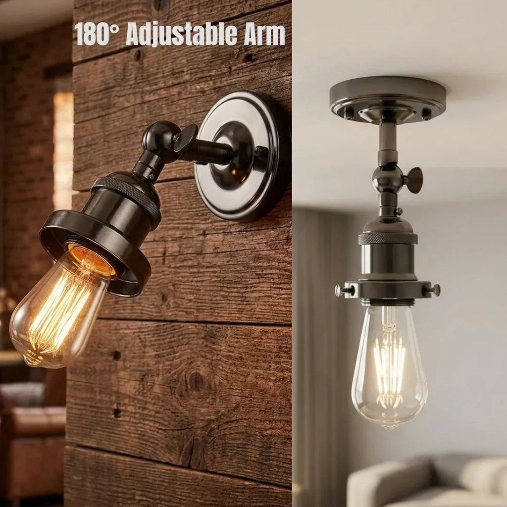 Adjustable Wall Light Rustic Metal Ball Joint Sconce E27 ~5486-0