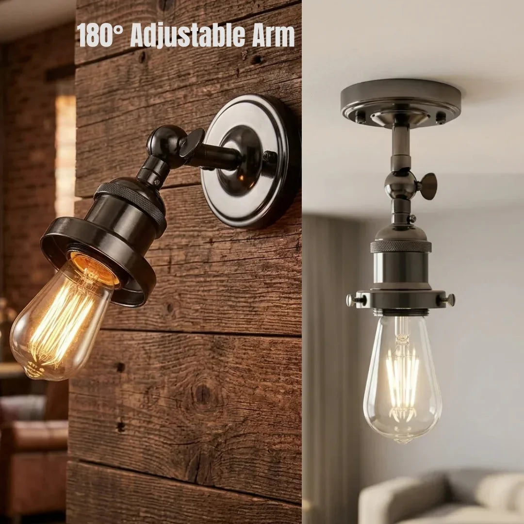 Adjustable Wall Light Rustic Metal Ball Joint Sconce E27 ~5486-0