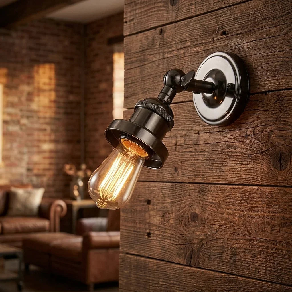 Adjustable Wall Light Rustic Metal Ball Joint Sconce E27 ~5486-2