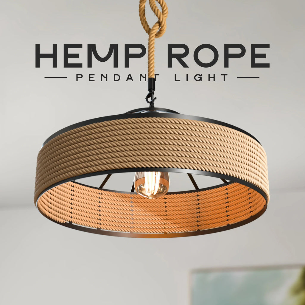 Industrial Hemp Rope Pendant Ceiling Light with FREE BULB~5082