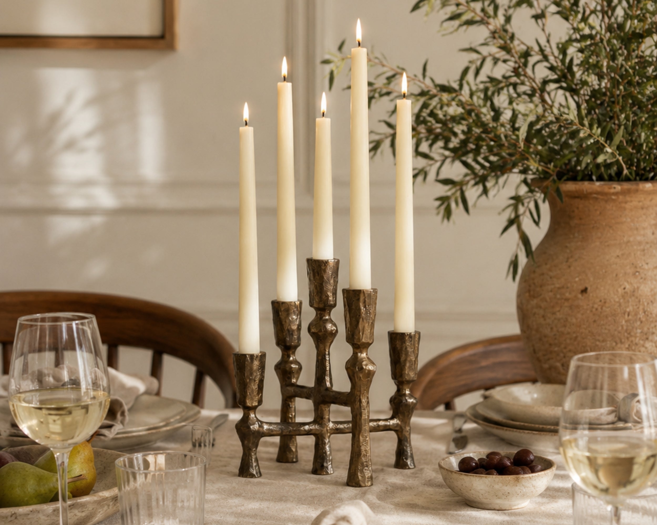 Anya Gold Candelabra – Rustic Antique 5-Arm Candlestick Holder-3