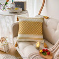 Moroccan Boho Tassel Cushion Cover | Woven Tufted Design - 45x45cm Home Décor-1
