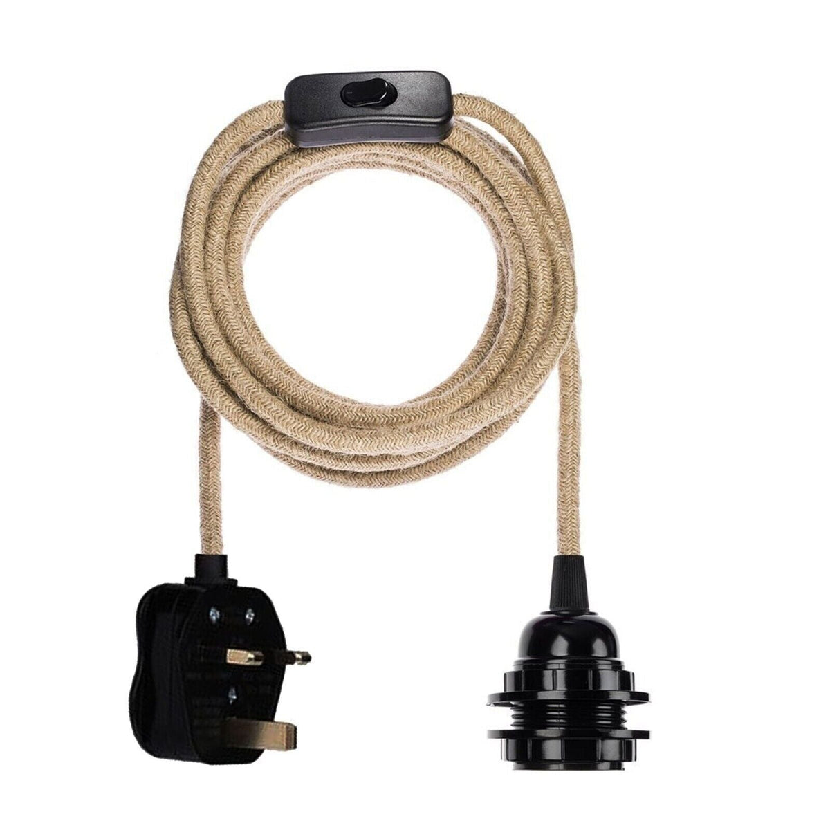 Hemp Pendant Lights Kit UK Plug E27 Fitting ~6026-5