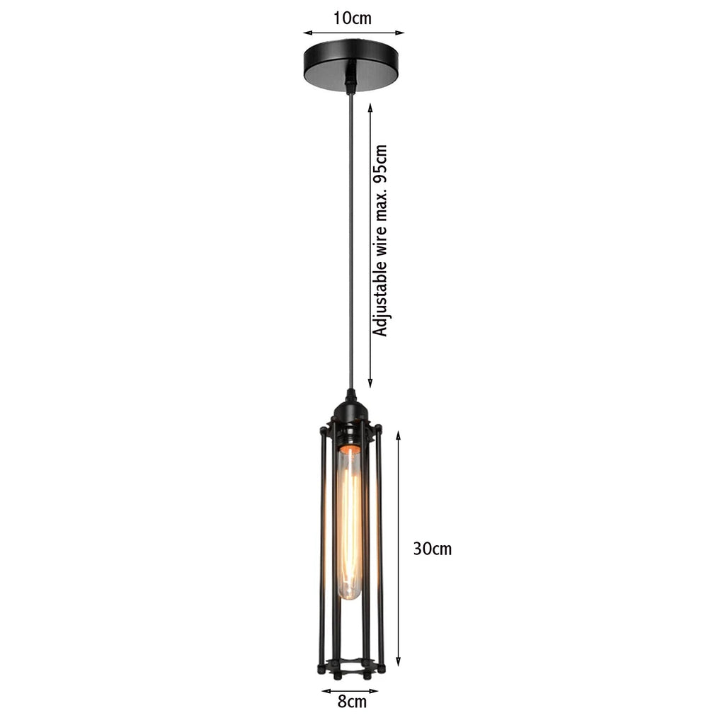 Retro Industrial Metal Wire Cage Black Pendant Light | Ceiling Hanging Lamp ~1494
