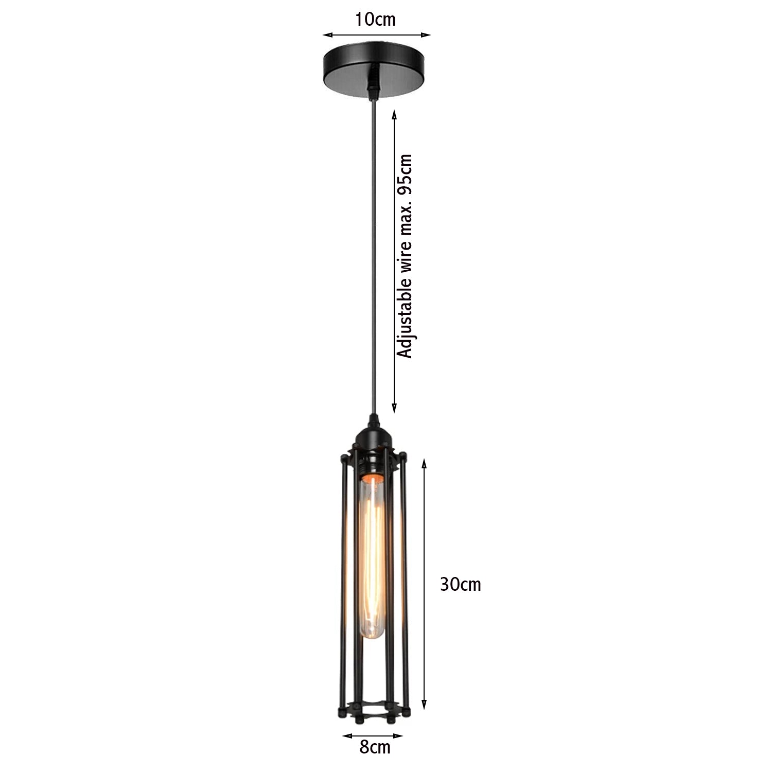 Retro Industrial Metal Wire Cage Black Pendant Light | Ceiling Hanging Lamp ~1494