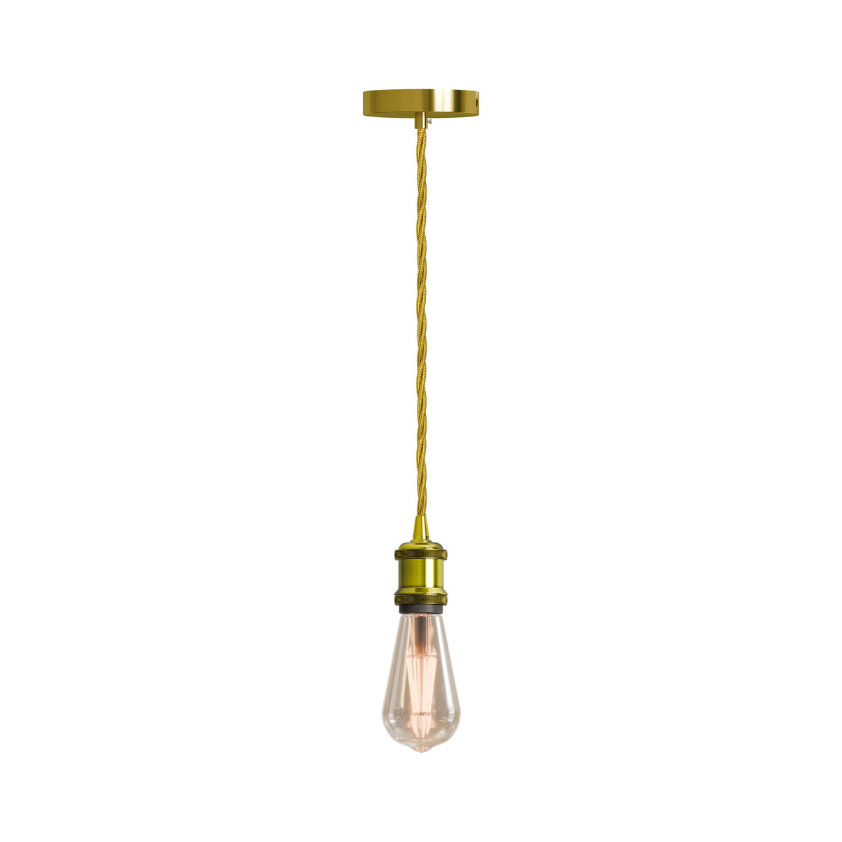 Industrial E27 Pendant Light Fitting 2m Twisted Fabric Cable Metal Rose ~1735-16