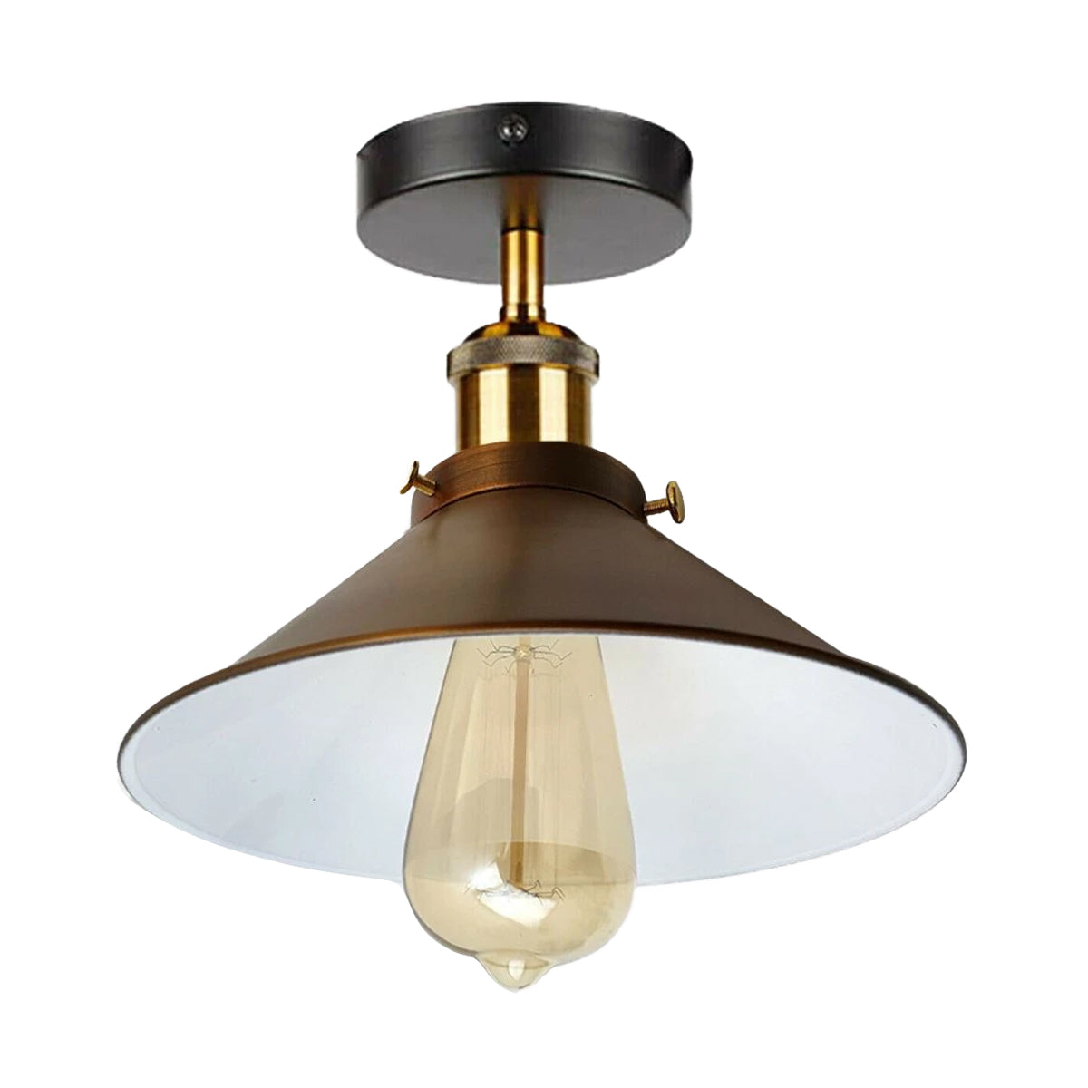 Yellow Brass Vintage Flush Mount Metal Cone Industrial pendant ceiling light~2598-1