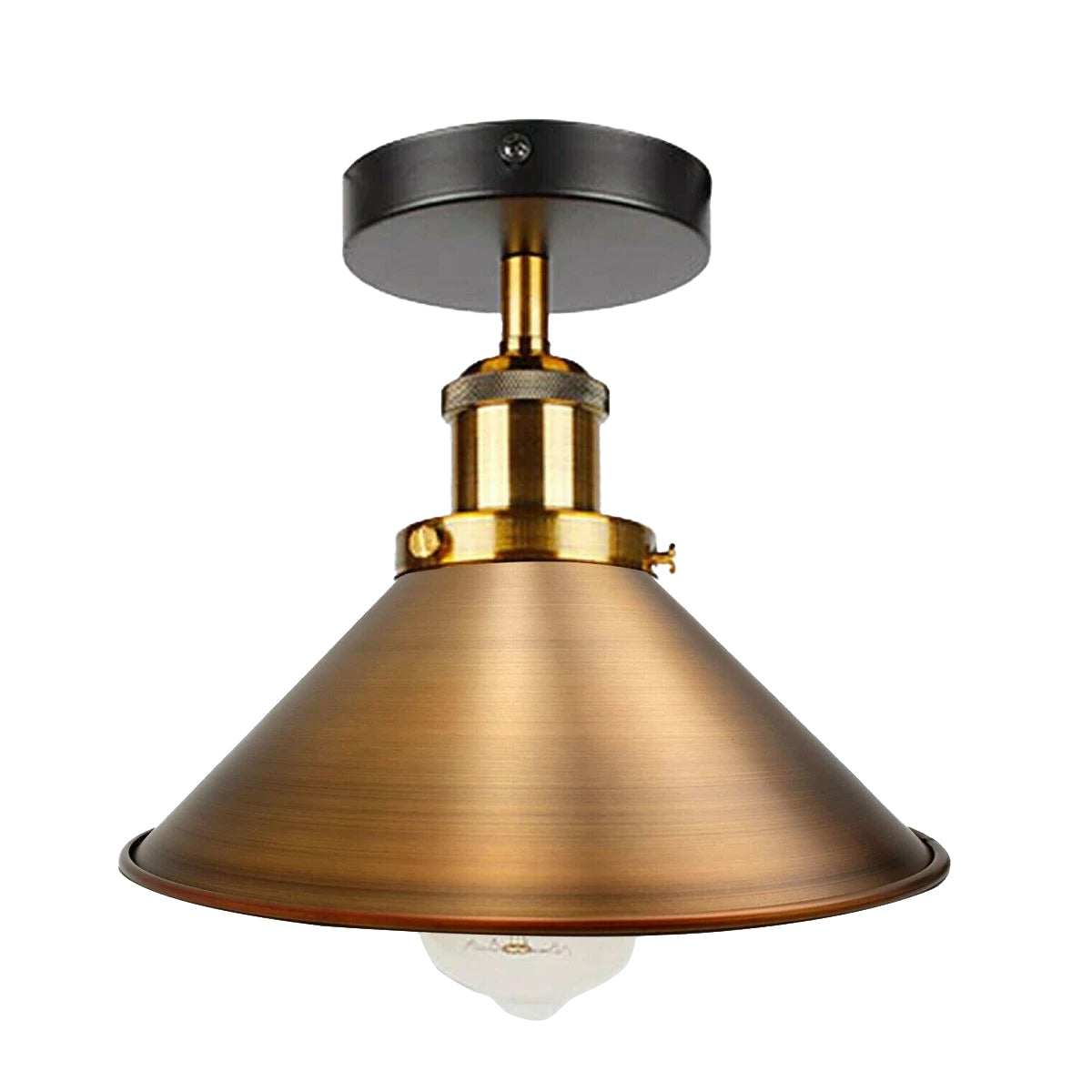 Yellow Brass Vintage Flush Mount Metal Cone Industrial pendant ceiling light~2598-0