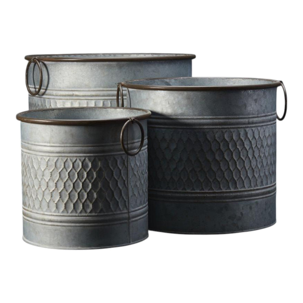 Set of Three Zinc Honeycomb Planters-0