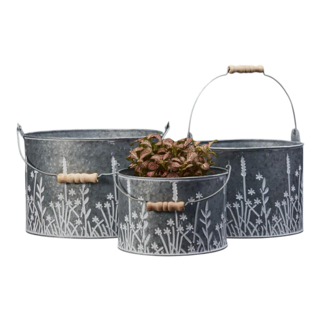 Set of 3 Meadow Design Buckets-0