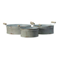 Set of Three Vintage White Ribbed Zinc Planter Bowls-0