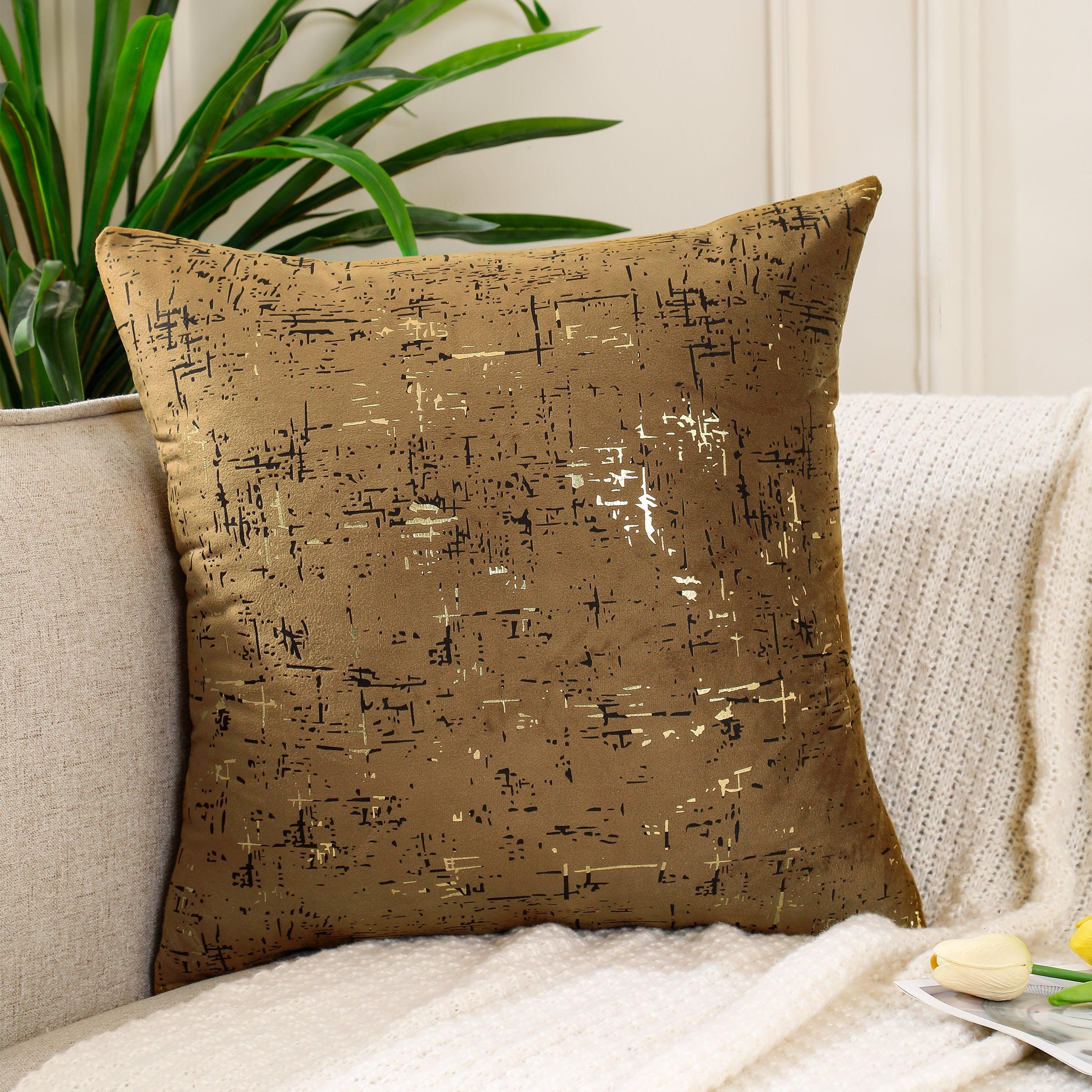 Brown Metallic Velvet Cushion Cover 45cm x 45cm 18x18 Inches-0