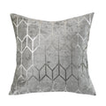 Crushed Ice Velvet Square Cushion Cover - Metallic Sparkle Geometric Design( Silver Grey- 45X45CM )-0