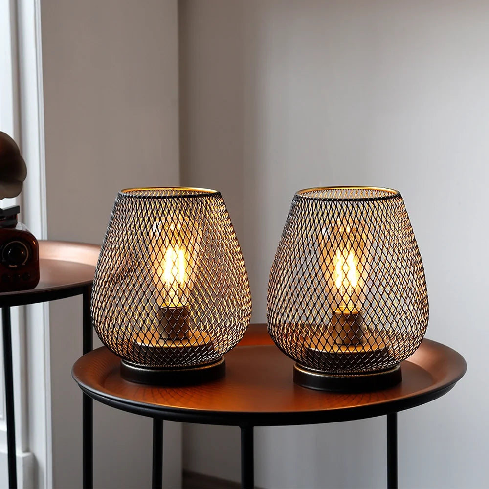 Set of 2- 6.5''H Metal Table Lamps (Brown)-1
