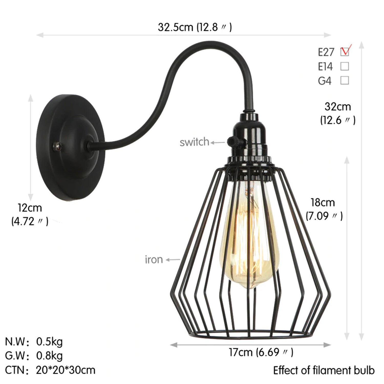 Black Cage wall lights ~2670