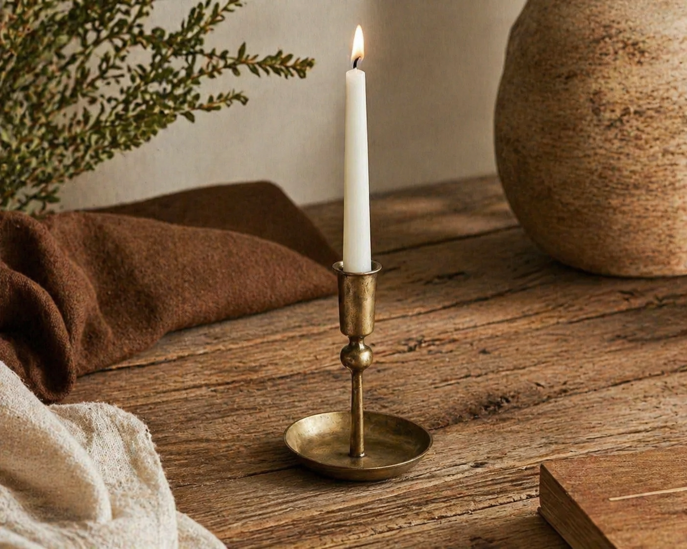 Noa Rustic Gold Candle Holder-0
